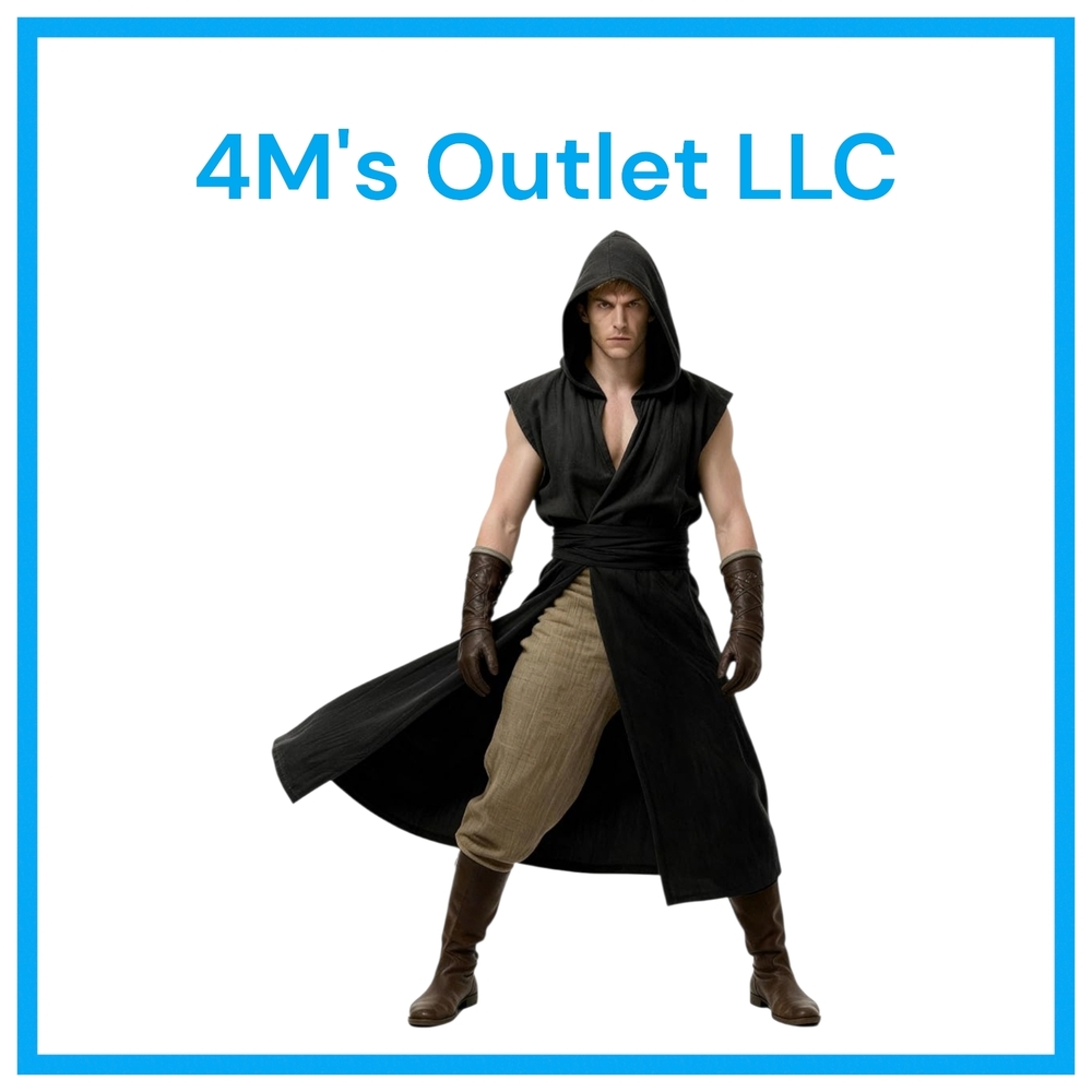 Men's Black Hooded Sleeveless Tunic